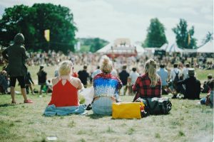 Young women at a music festival